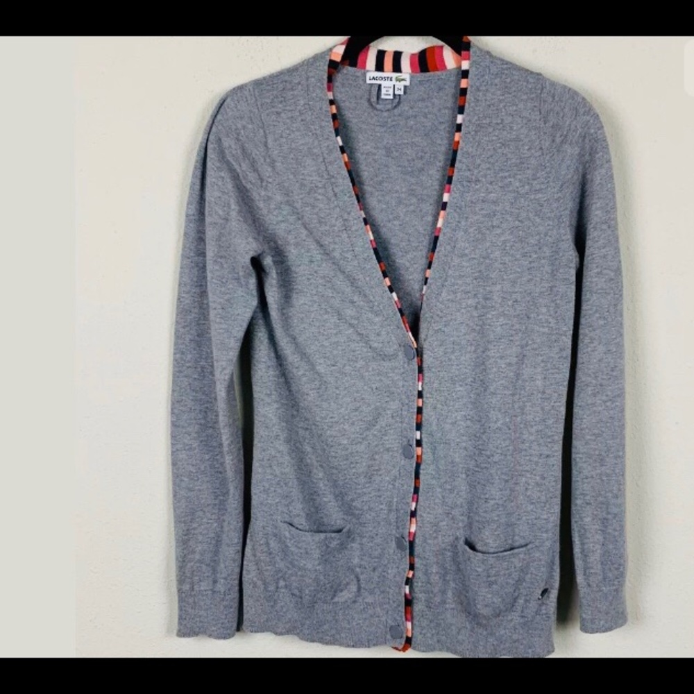 Lacoste Gray Letterman Cardigan